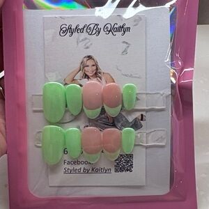 Green and Pink Press-On Nails